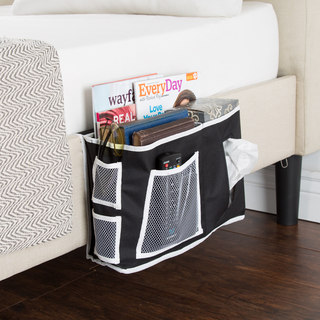 Everyday Home Bedside Organizer - Black with White Trim