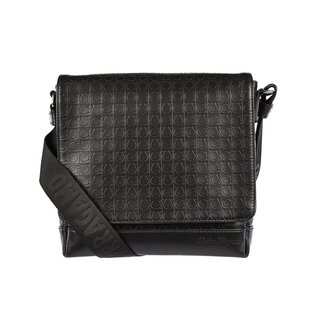 Salvatore Ferragamo Men's Black Leather Gancini Messenger Bag
