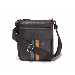 Salvatore Ferragamo Brown Leather Gancini Messenger Bag