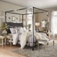 Solivita King-Sized Canopy Black Nickel Metal Poster Bed by INSPIRE Q