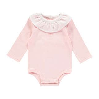 Rockin Baby Baby Girl Pale Pink Frill Collar Pointell Bodysuit