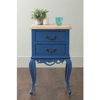 East At Main's Herrin Blue Square Traditional Teakwood Accent Table