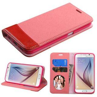 Insten Pink/ Red Leather Case Cover with Stand/ Wallet Flap Pouch/ Photo Display For Samsung Galaxy S6