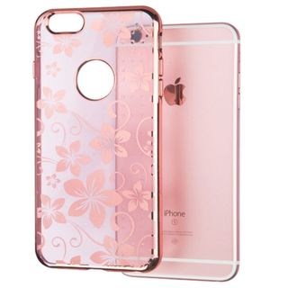 Insten Rose Gold Hibiscus Flower Romance TPU Rubber Candy Skin Case Cover For Apple iPhone 6 Plus/ 6s Plus