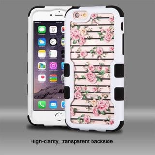 Insten Pink/ White Roses Hard PC/ Silicone Dual Layer Hybrid Rubberized Matte Case Cover For Apple iPhone 6 Plus/ 6s Plus
