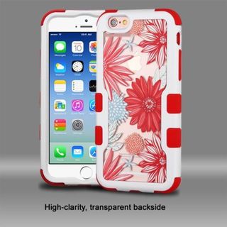 Insten Red/ White Spring Daisies Hard PC/ Silicone Dual Layer Hybrid Rubberized Matte Case Cover For Apple iPhone 6/ 6s
