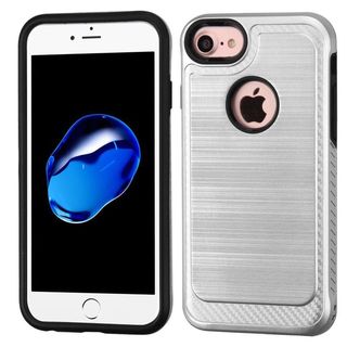 Insten Silver/ Black Hard Snap-on Dual Layer Hybrid Case Cover For Apple iPhone 6/ 6s/ 7