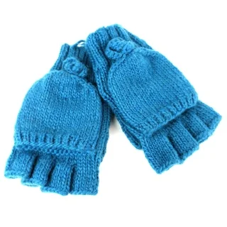 Handmade Posy Flap-Over Gloves in Teal - Global Groove (Nepal)