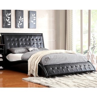 Modern Style Wave Design Black Upholstered Bed