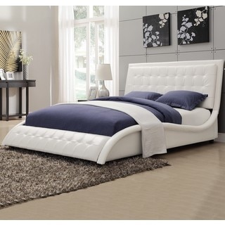 Modern Style Wave Design White Upholstered Bed