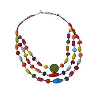 Handmade Funky Multicolor Three Strand Necklace - Imani Workshops (Kenya)