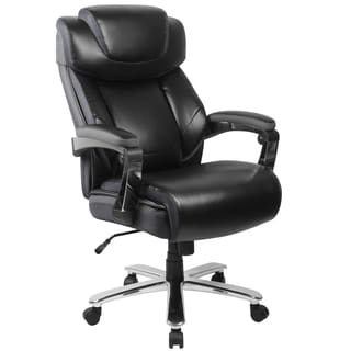 Grove Big & Tall Black Leather Executive Adjustable Swivel Office Chair with Height Adjustable Headrest and Padded Chrome Arms