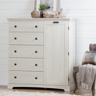 South Shore Avilla Door Chest with 5 Drawers, Winter Oak