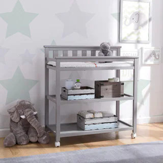 Delta Children Flat Top Changing Table with Casters, Grey