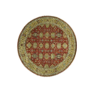 1800getarug Hand-Knotted Round Karajeh Pure Wool Oriental Rug (11'10x11'10)