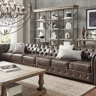 Knightsbridge Brown Bonded Leather Oversize Extra Long Modular Sectional Sofa Extension by SIGNAL HI