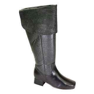 FIC PEERAGE Mira Women's Extra Wide Width Black Nappa Leather Knee-high Dress Boots