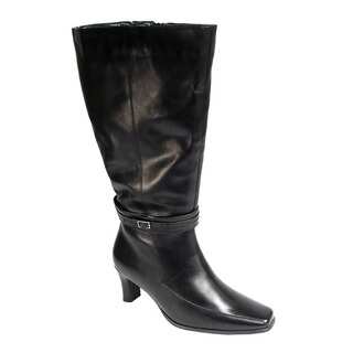 Fic Peerage Women's Brook Black Nappa Leather Extra-wide Knee-high Boots