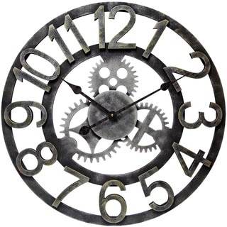 Infinity Instruments Raised Number Gear 23.75-inch Round Indoor Wall Clock
