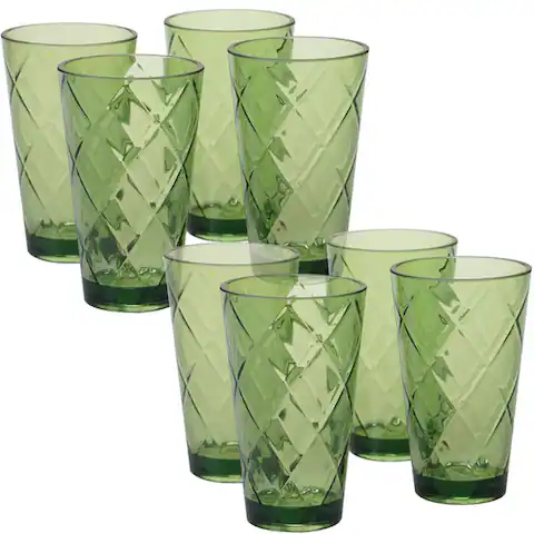Certified International Green Diamond Green Acrylic 20-ounce Iced Tea Glasses (Set of 8)
