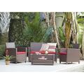 COSCO Outdoor Living 4-piece Malmo Brown and Red Resin Wicker Deep Seating Patio Conversation Set