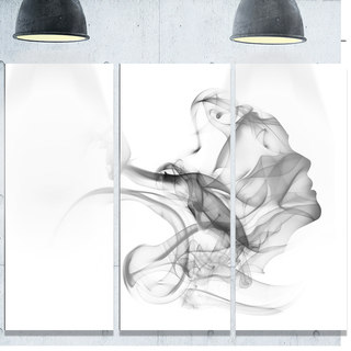 Designart 'Woman and Smoke Double Exposure' Modern Portrait Glossy Metal Wall Art