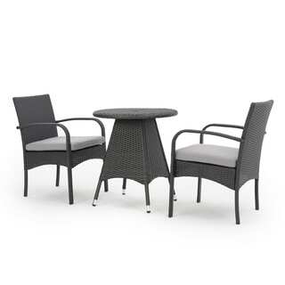Peterson Outdoor 3-piece Dining Bistro Set with Cushions by Christopher Knight Home