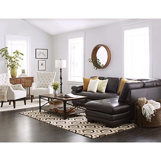 Abbyson Living Devonshire Brown Leather Tufted Sectional Sofa