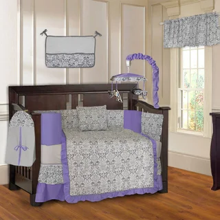 BabyFad Damask Purple 10-piece Crib Bedding Set