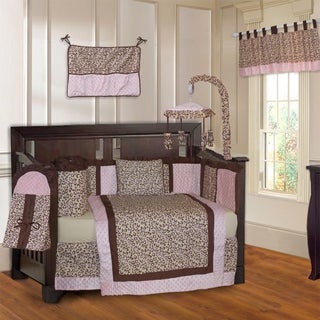 BabyFad Leopard Pink 10-piece Crib Bedding Set
