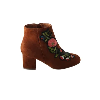 Hadari Women's Floral Embroidery Ankle Bootie