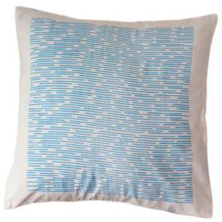 Handmade Cotton Blue Dashes 12x12 Pillow Cover - Sustainable Threads (India)
