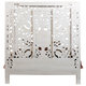 Wanderloot Bali Hand Carved Floral Medallion White Painted Mango Queen Panel Bed