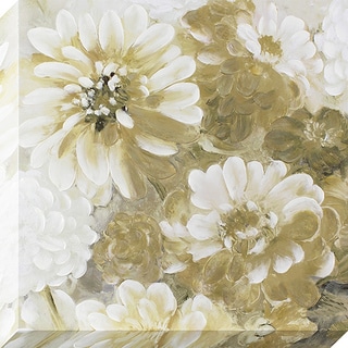 'Dreamy Golden Flowers' Stretched Canvas Wall Art