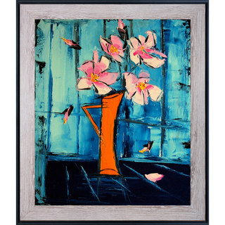 Atelier De Jiel 'Flowers on Blue Background' Fine Art Print on Canvas