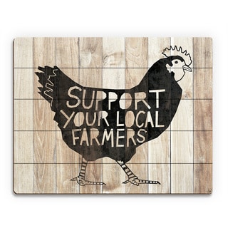 'Local Farmers Chicken' Wood Wall Art Print