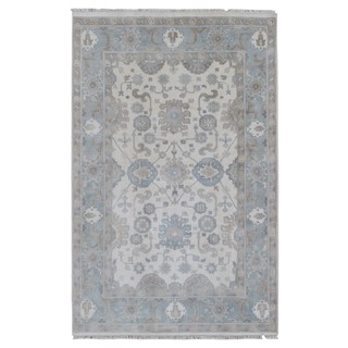 FineRugCollection Hand Made Oushak Blue Wool Oriental Rug (5'8 x 8'9)