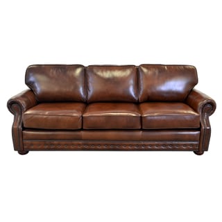 Middleton Genuine Top Grain Leather Nailhead Trimmed Sofa