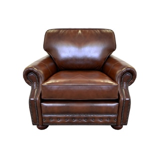 Middleton Genuine Top Grain Leather Nailhead Trimmed Armchair