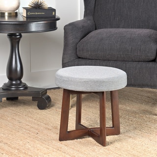 HomePop Mid Mod Upholstered Wood Base Stool Grey Textured