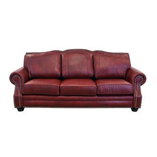 Made to Order Winchester Genuine Top Grain Leather Nailhead Trimmed Sofa