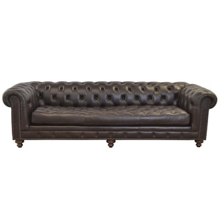 Made to Order Cambridge Genuine Top Grain Leather Tufted And Nailhead Trimmed Sofa