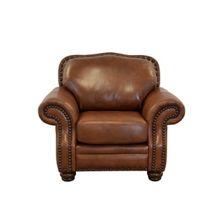 Parker Genuine Top Grain Leather Nailhead Trimmed Armchair
