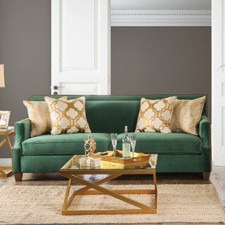 Katrina Contemporary Nailhead Microfiber Emerald Green Sofa by Furniture of America