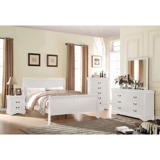 Acme Furniture Louis Philippe White 4-Piece Sleigh Bedroom Set
