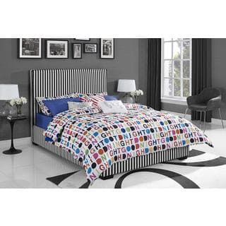 DHP Preppy Black/ White Full Upholstered Bed