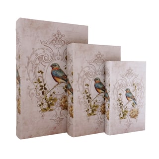 Rustic Fleur-de-lis Pattern Book Box (Set of 3)