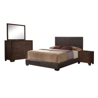 Acme Furniture Ireland Brown Faux Leather 4-Piece Espresso Bedroom Set