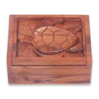 Handmade Wood Box, 'Balinese Sea Turtle' (Indonesia)