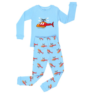 Elowel Boys' Helicopter Cotton 2-piece Pajama Set